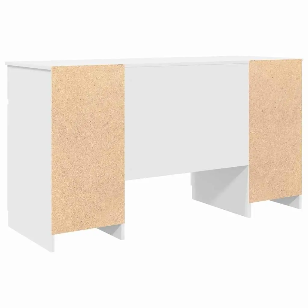 White Engineered Wood Desk with Storage Options