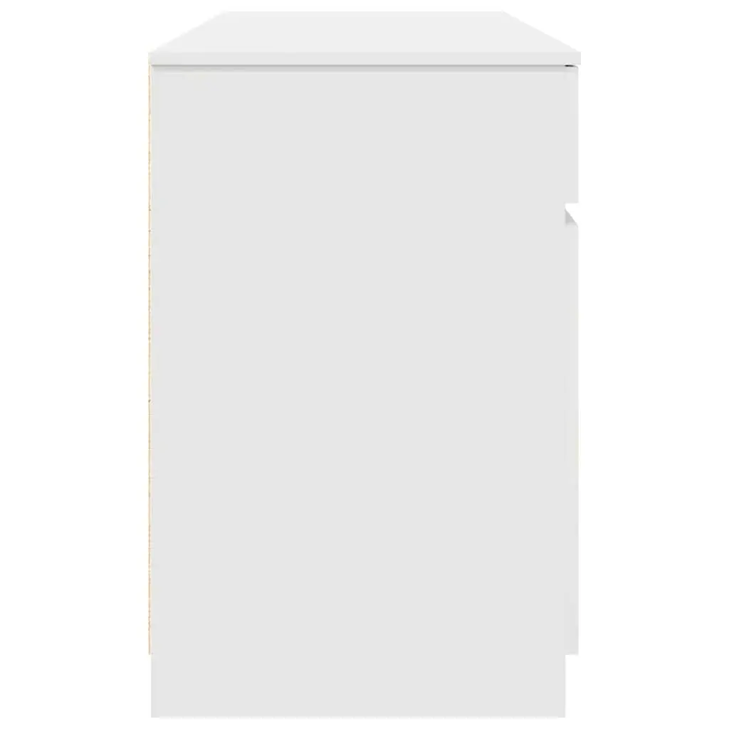White Engineered Wood Desk with Storage Options