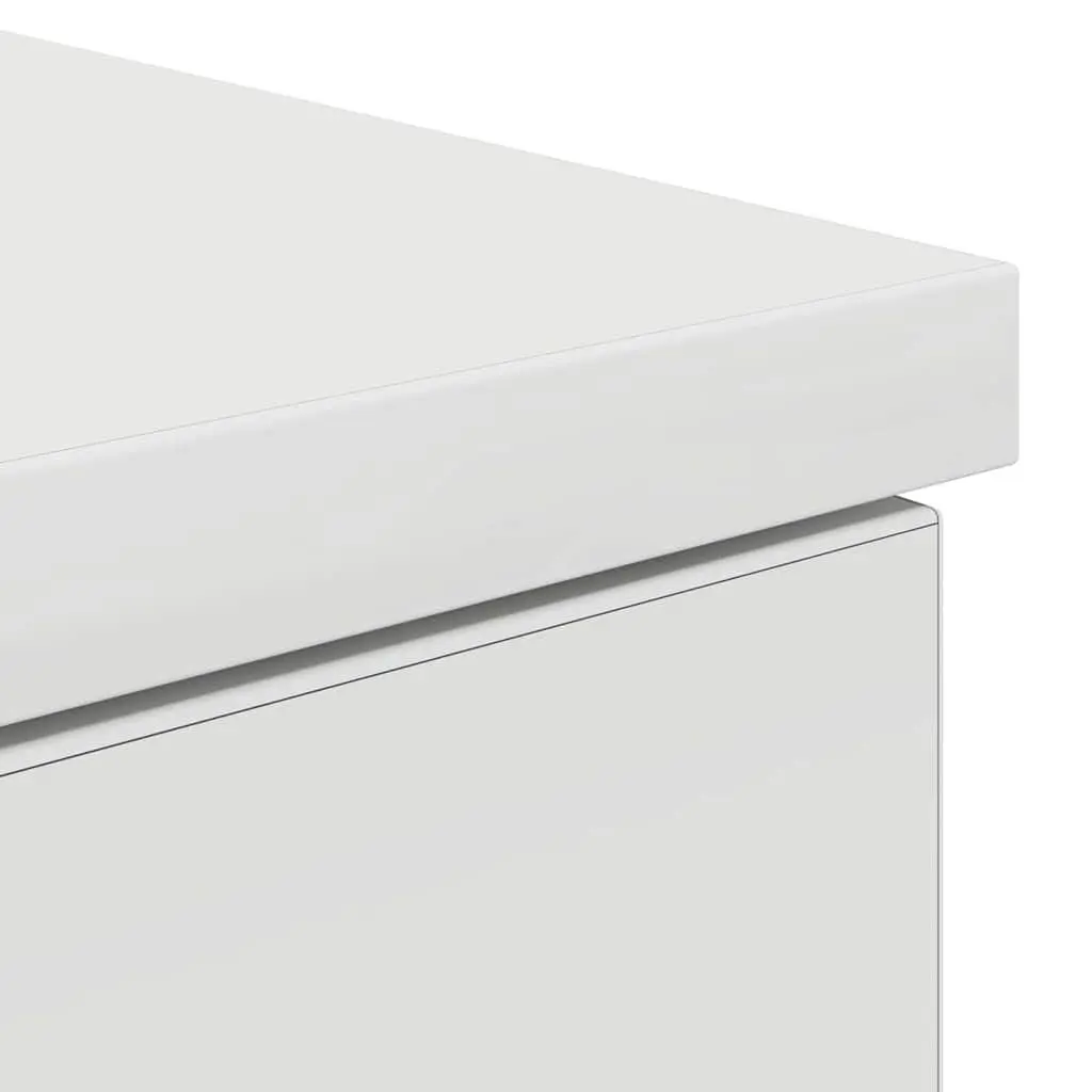 White Engineered Wood Desk with Storage Options