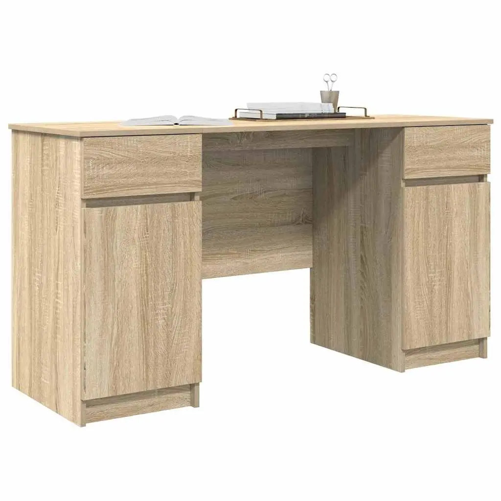 Desk with Drawer Sonoma Oak 140 x 49 x 76 cm Engineered Wood Home Office Writing