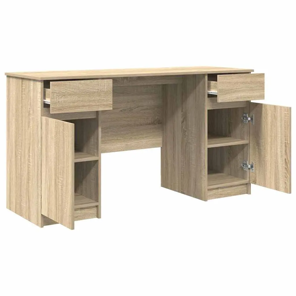 Desk with Drawer Sonoma Oak 140 x 49 x 76 cm Engineered Wood Home Office Writing