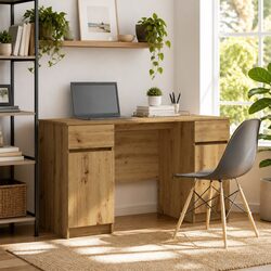 Brown Writing Desk with Storage for Home Office