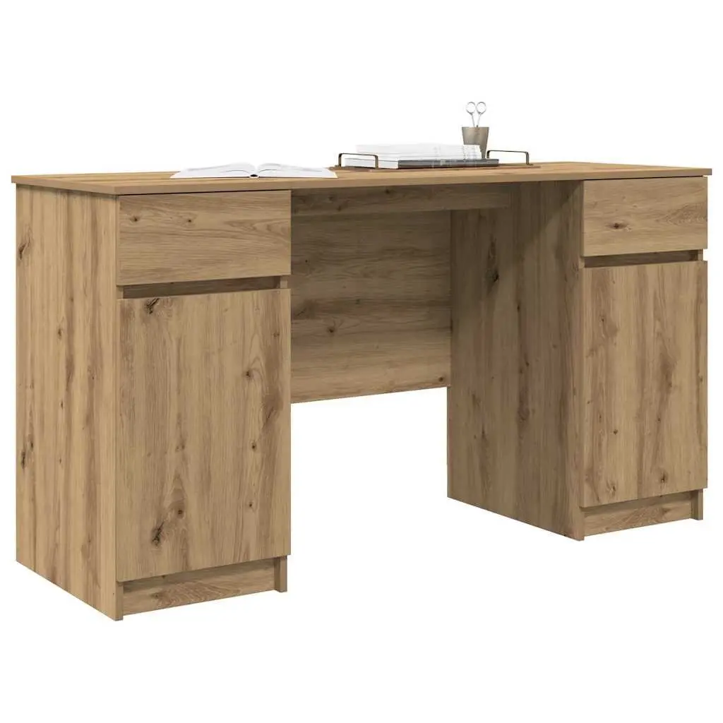 Brown Writing Desk with Storage for Home Office