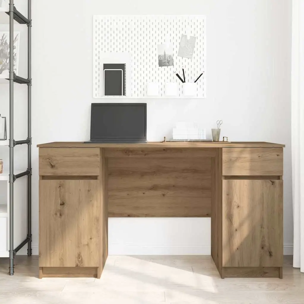 Brown Writing Desk with Storage for Home Office