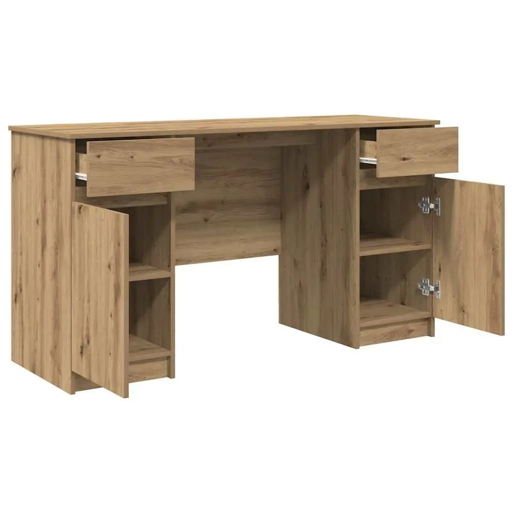 Brown Writing Desk with Storage for Home Office
