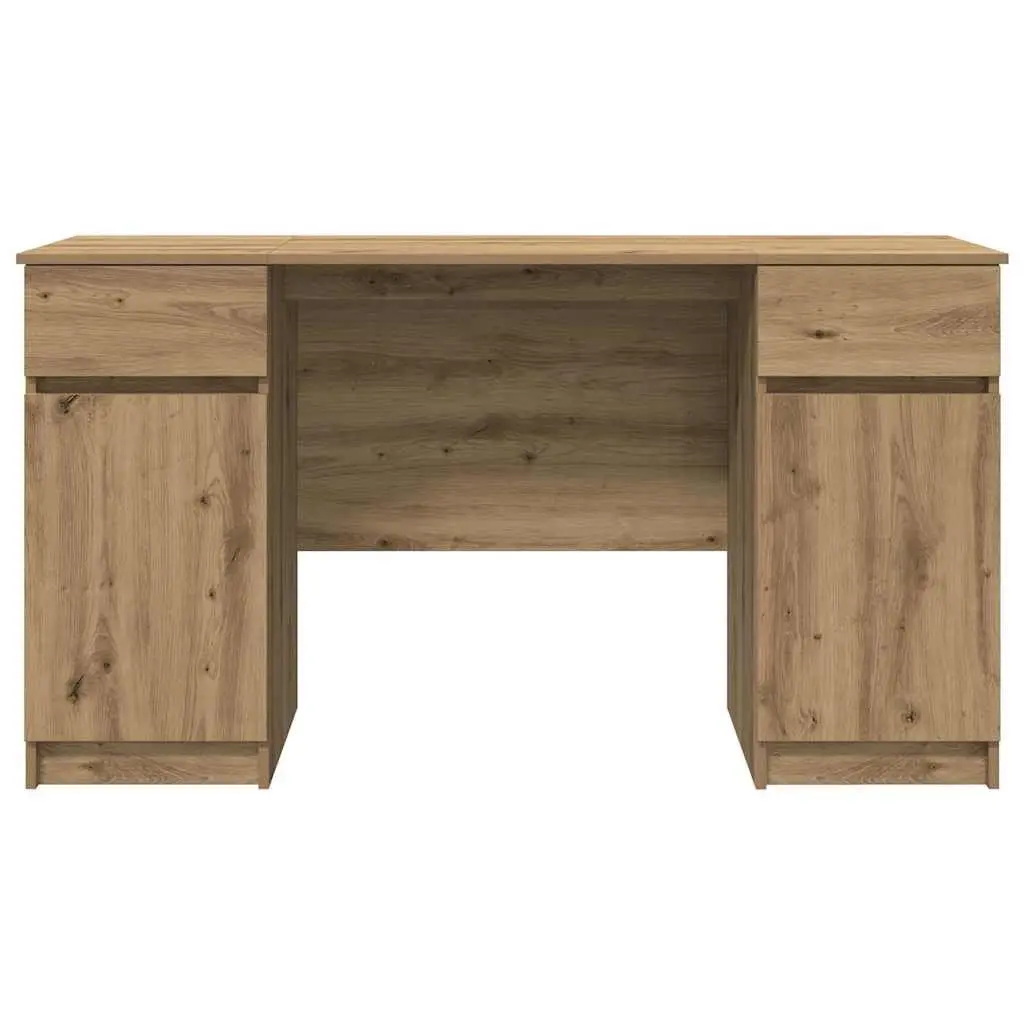 Brown Writing Desk with Storage for Home Office