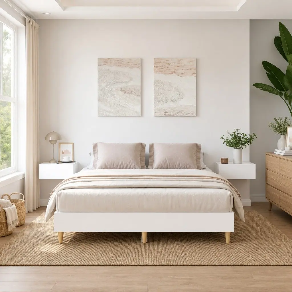 White Engineered Wood Bed Frame 150x200 cm with Slatted Base