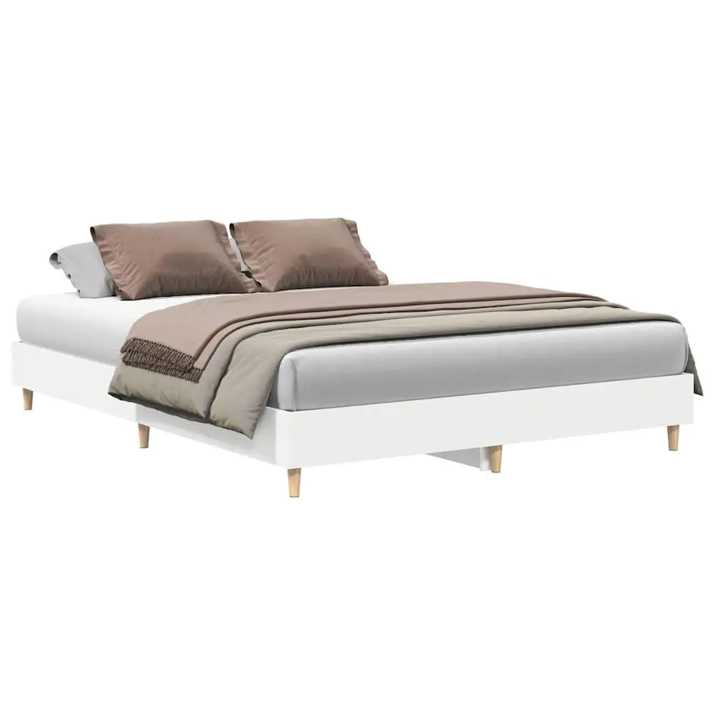 White Engineered Wood Bed Frame 150x200 cm with Slatted Base