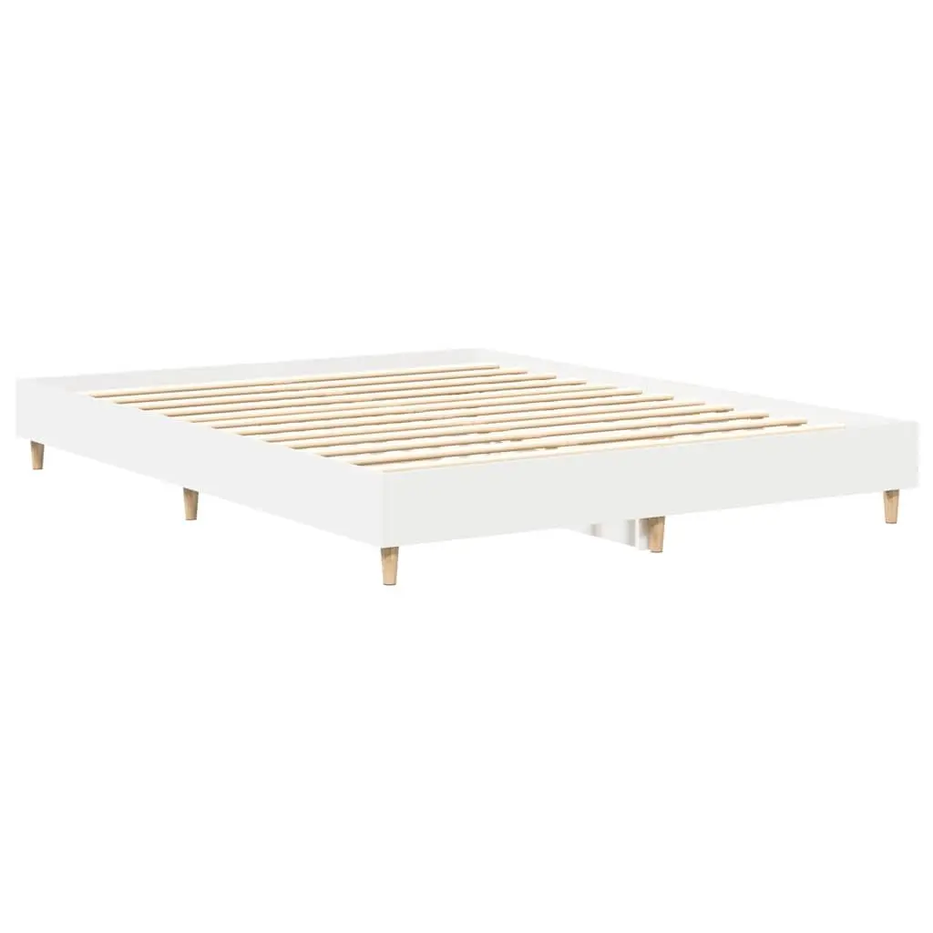 White Engineered Wood Bed Frame 150x200 cm with Slatted Base
