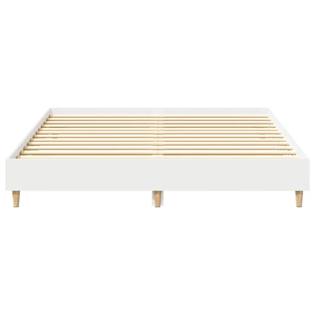 White Engineered Wood Bed Frame 150x200 cm with Slatted Base