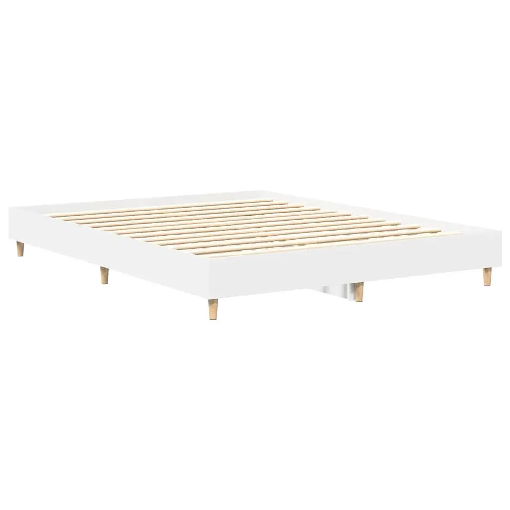 White Engineered Wood Bed Frame 150x200 cm with Slatted Base