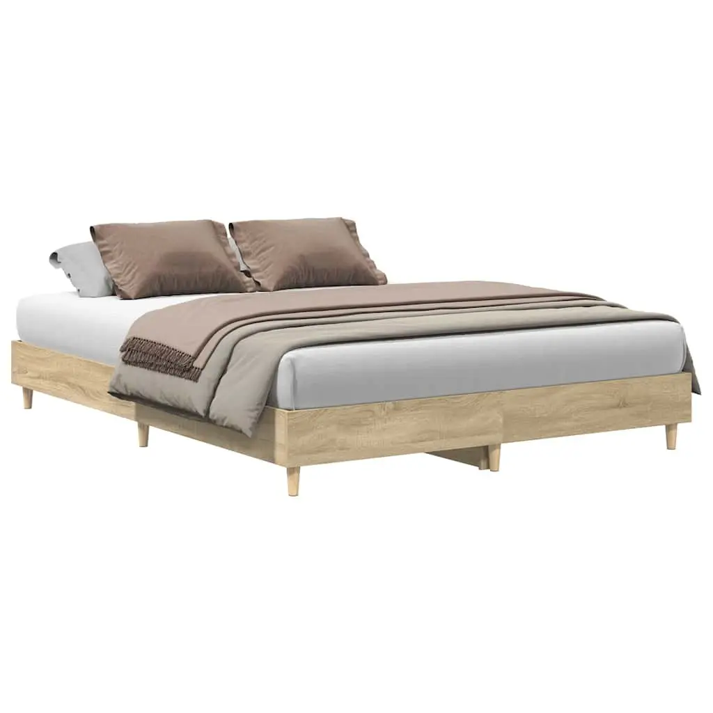 Sonoma Oak Bed Frame 150x200 cm with Slatted Base