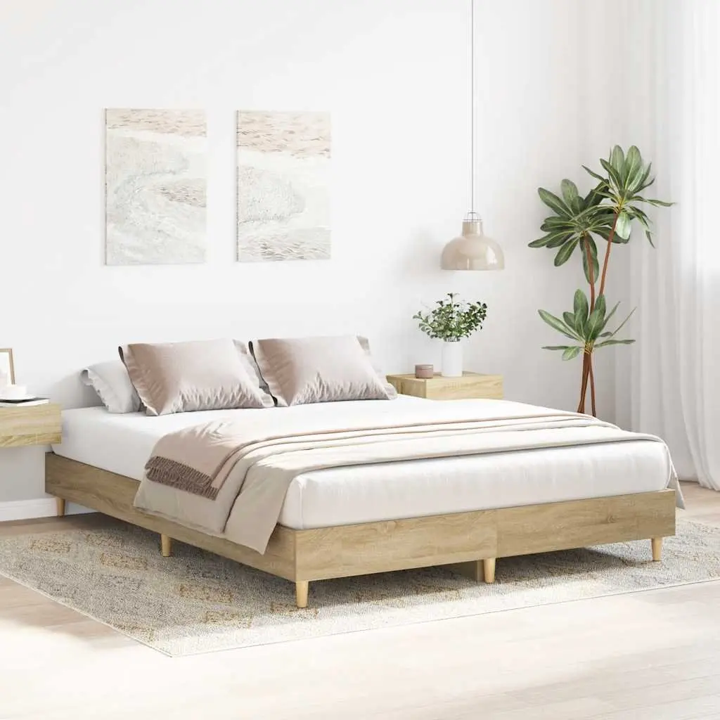 Sonoma Oak Bed Frame 150x200 cm with Slatted Base