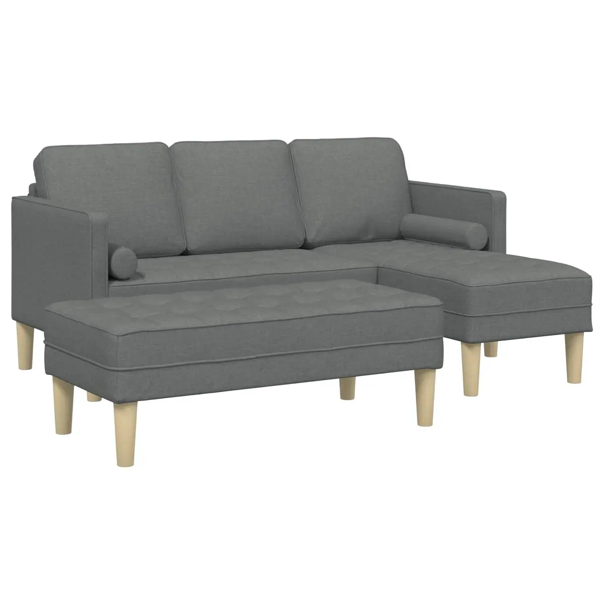 Modular Sofa Set 2 Pieces Grey Polyester