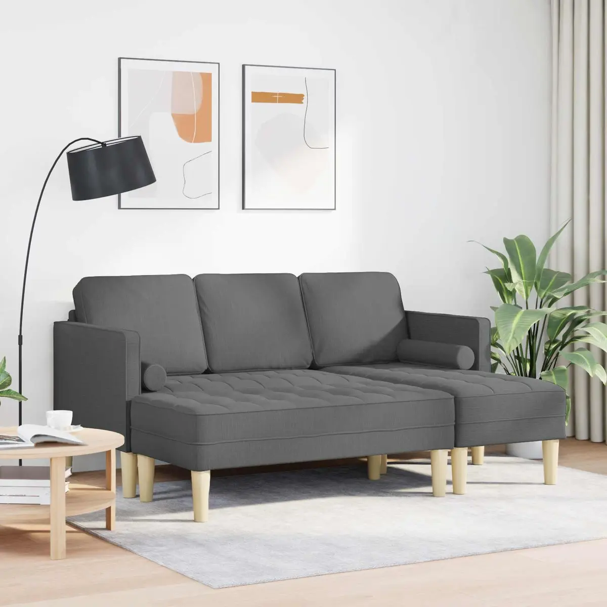Modular Sofa Set 2 Pieces Grey Polyester
