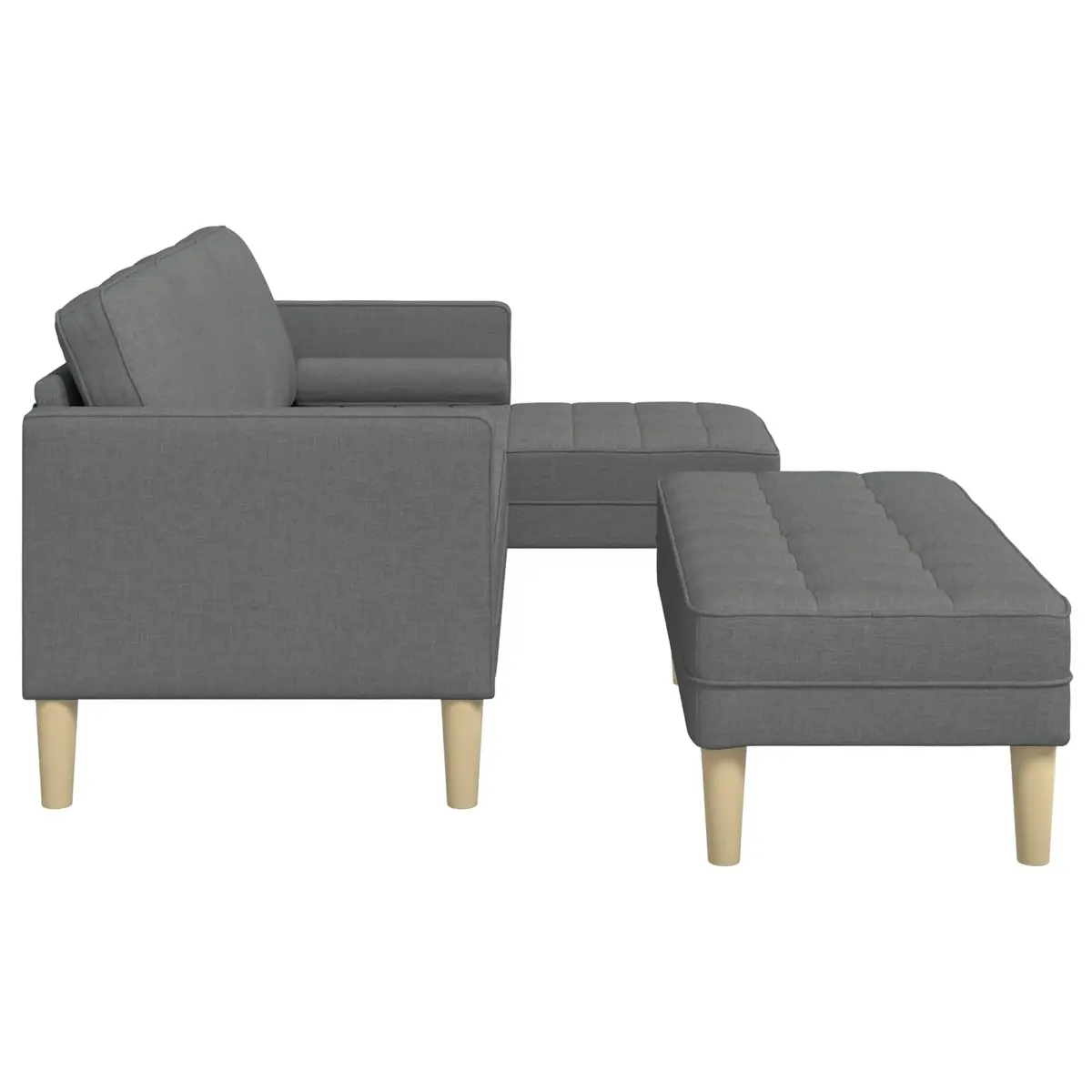 Modular Sofa Set 2 Pieces Grey Polyester