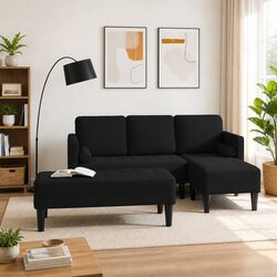 Stylish Black Modular Sofa Set 2 Pieces for Comfort