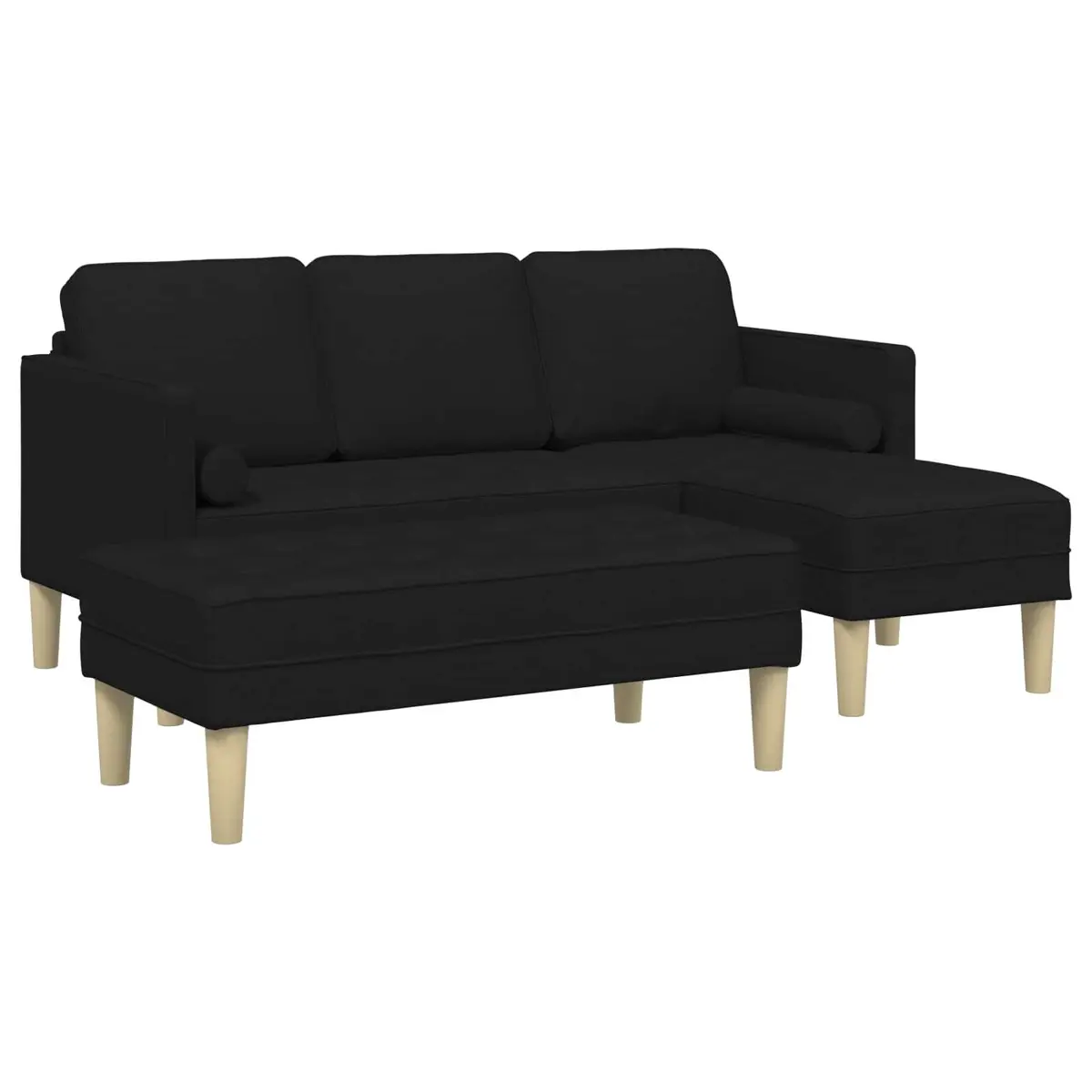 Modular Sofa Set 2 Pieces Black Polyester Flat Armrests Contemporary
