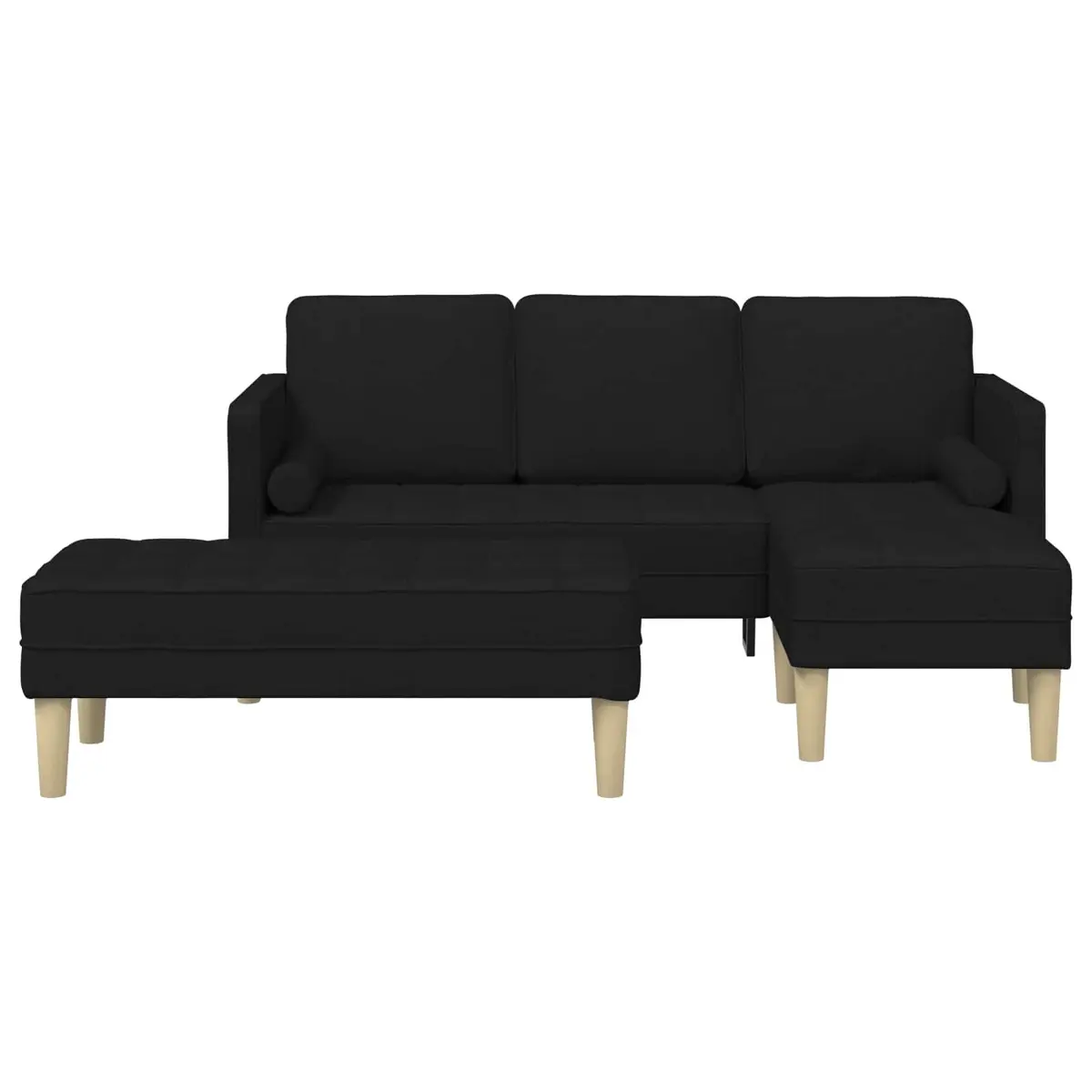 Modular Sofa Set 2 Pieces Black Polyester Flat Armrests Contemporary