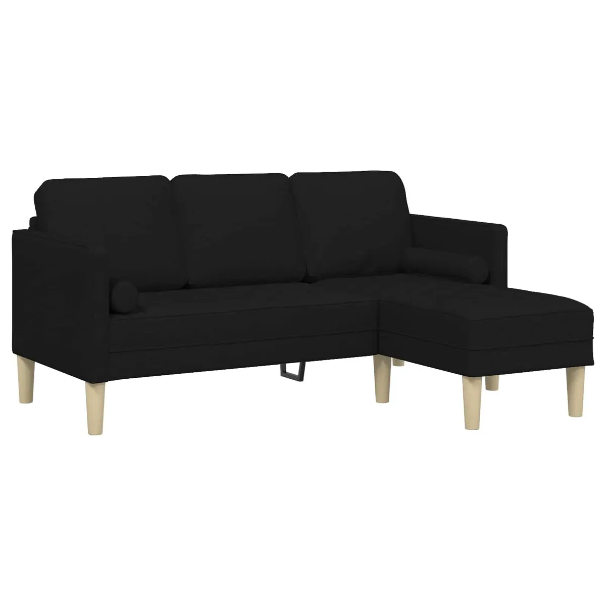 Modular Sofa Set 2 Pieces Black Polyester Flat Armrests Contemporary