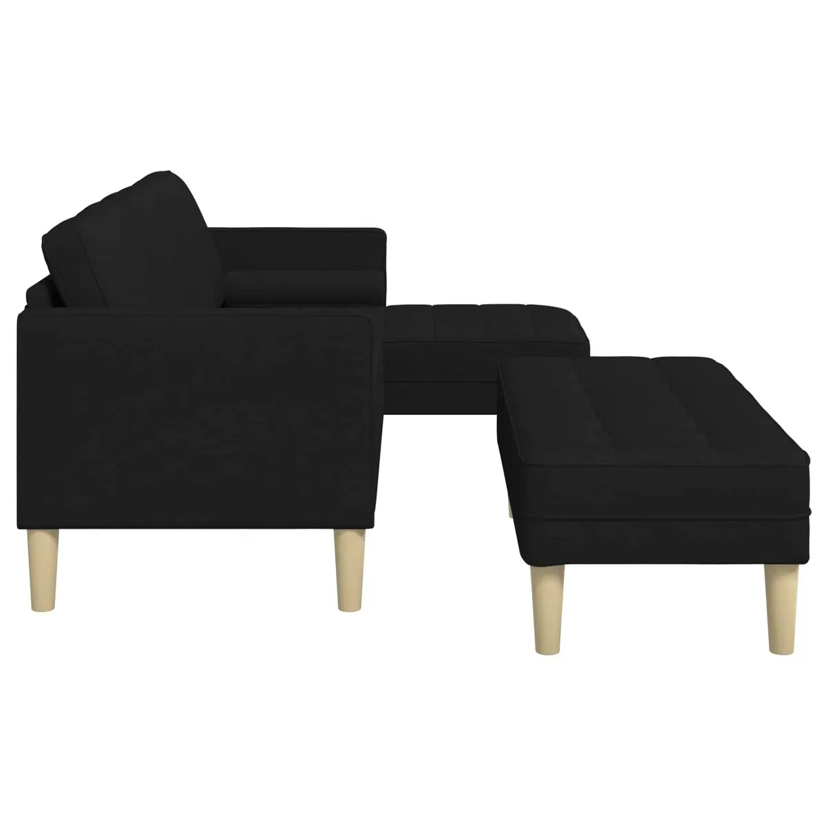 Modular Sofa Set 2 Pieces Black Polyester Flat Armrests Contemporary