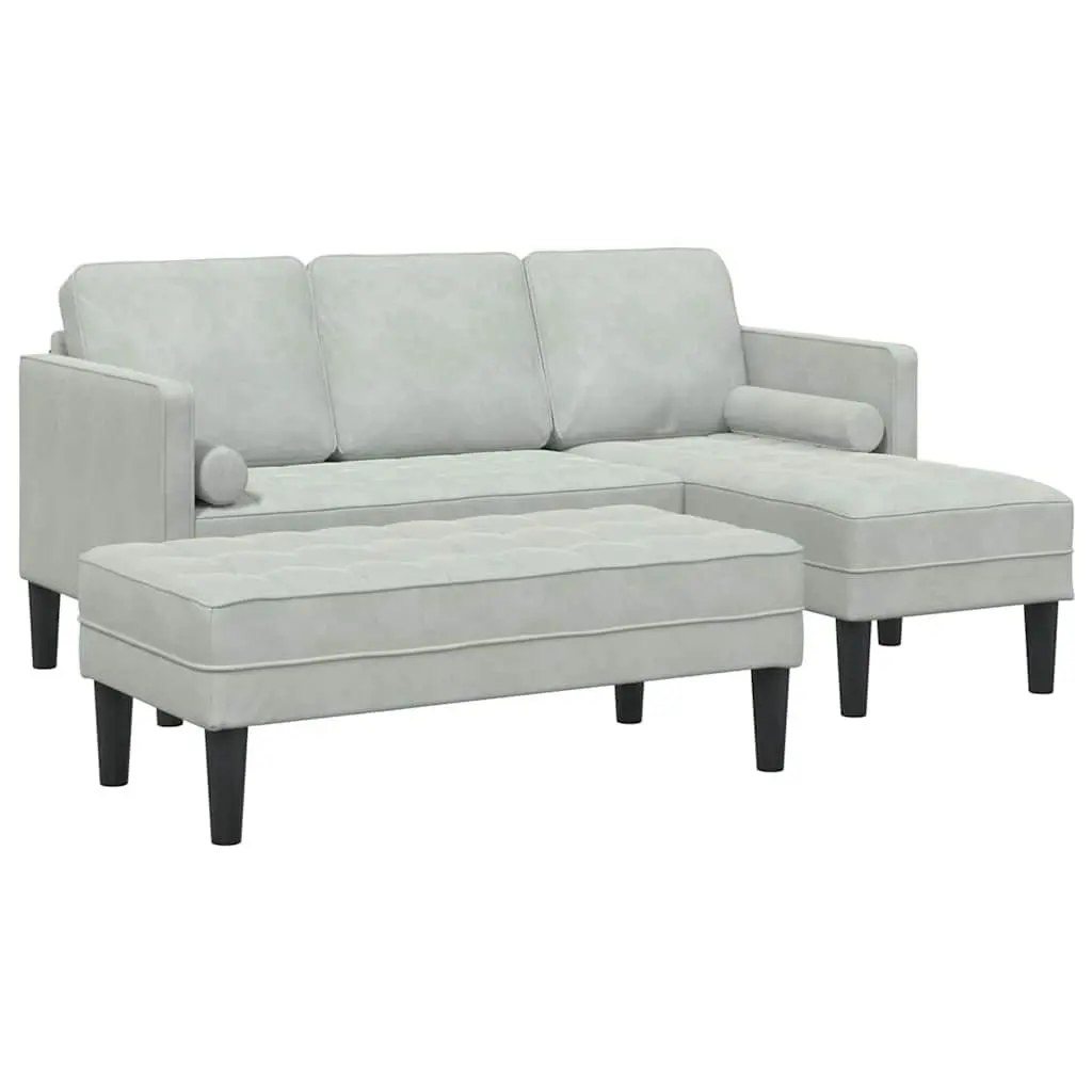 Sofa Set Light Grey Polyester Modular 2 pcs