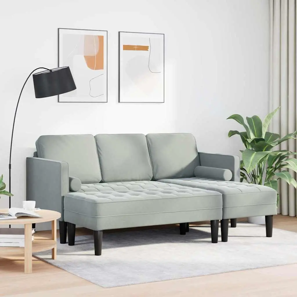 Sofa Set Light Grey Polyester Modular 2 pcs