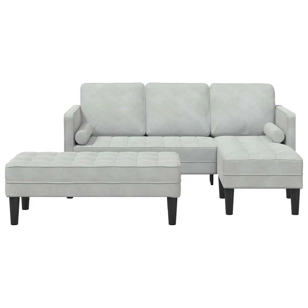Sofa Set Light Grey Polyester Modular 2 pcs