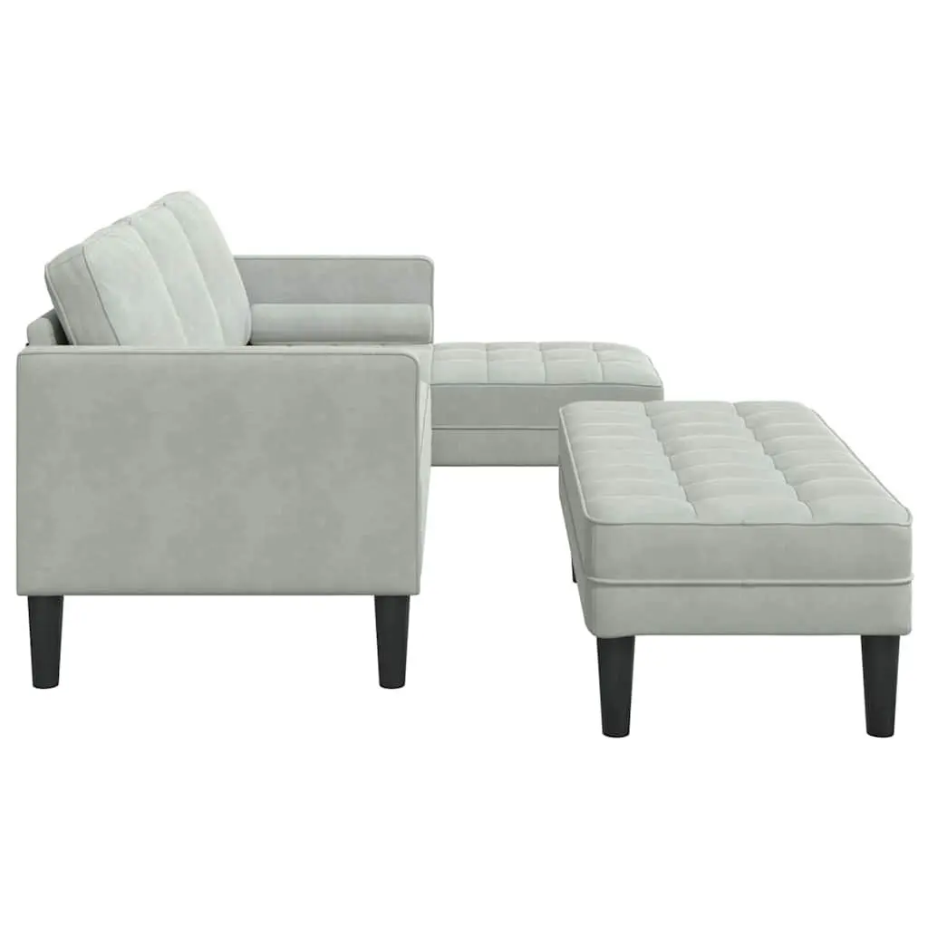 Sofa Set Light Grey Polyester Modular 2 pcs