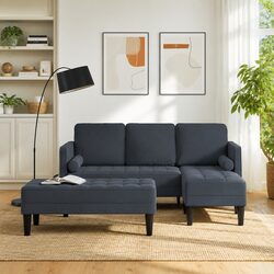 Inviting Grey Polyester Modular Sofa Set 2-Piece