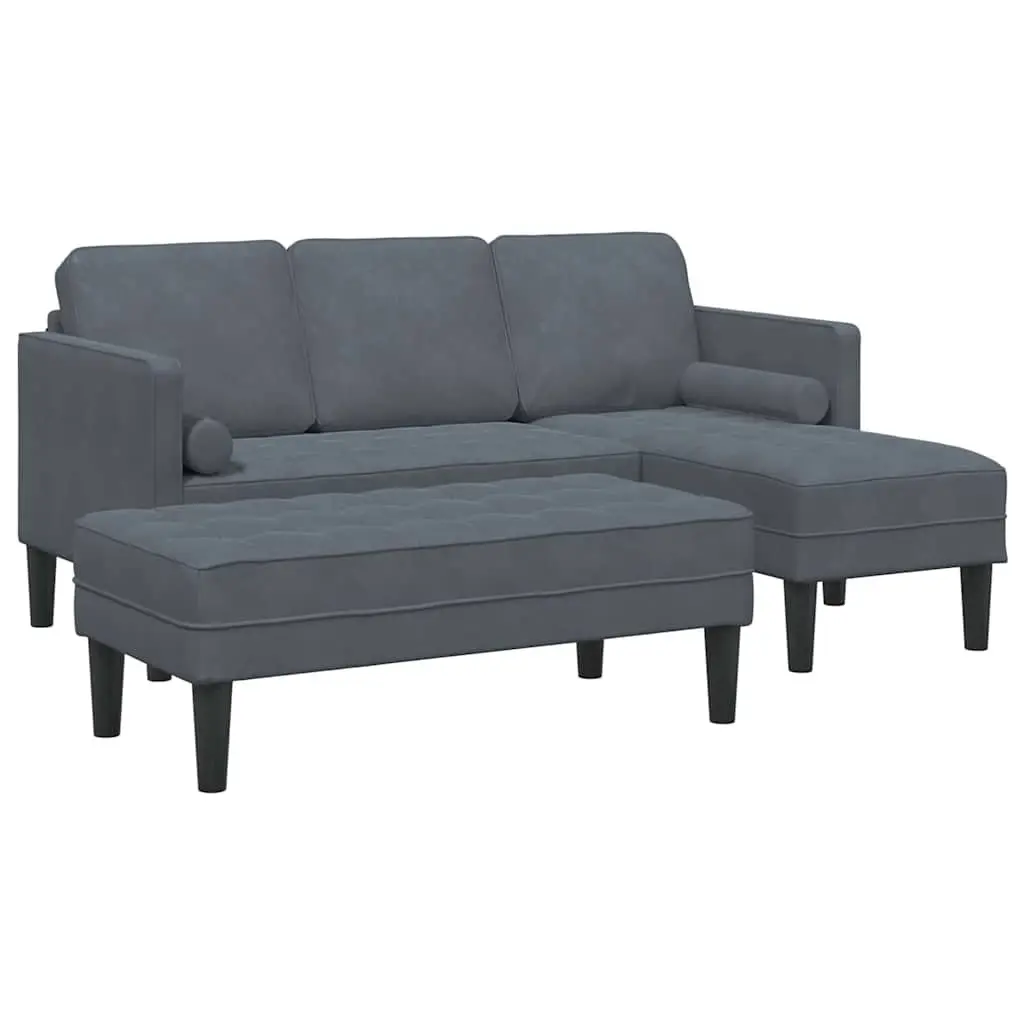 Modular Sofa Set 2-Piece Grey Polyester