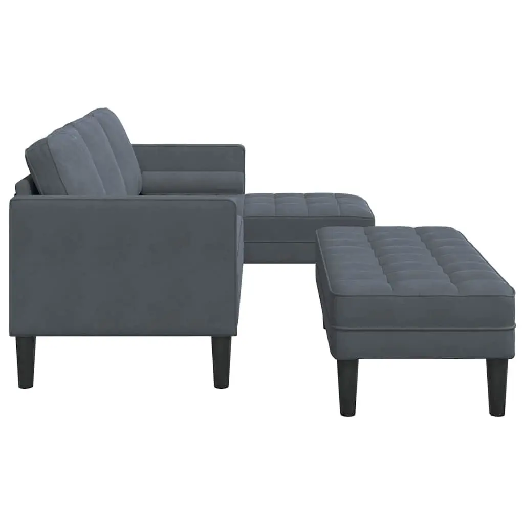 Modular Sofa Set 2-Piece Grey Polyester