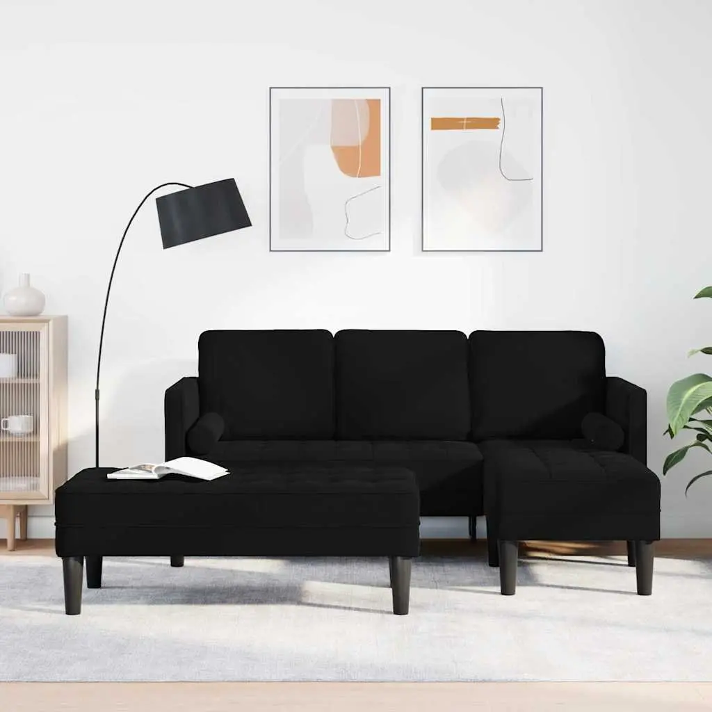 Sofa Set 2 pcs Modern Modular Living Room Furniture Black Polyester Cushion