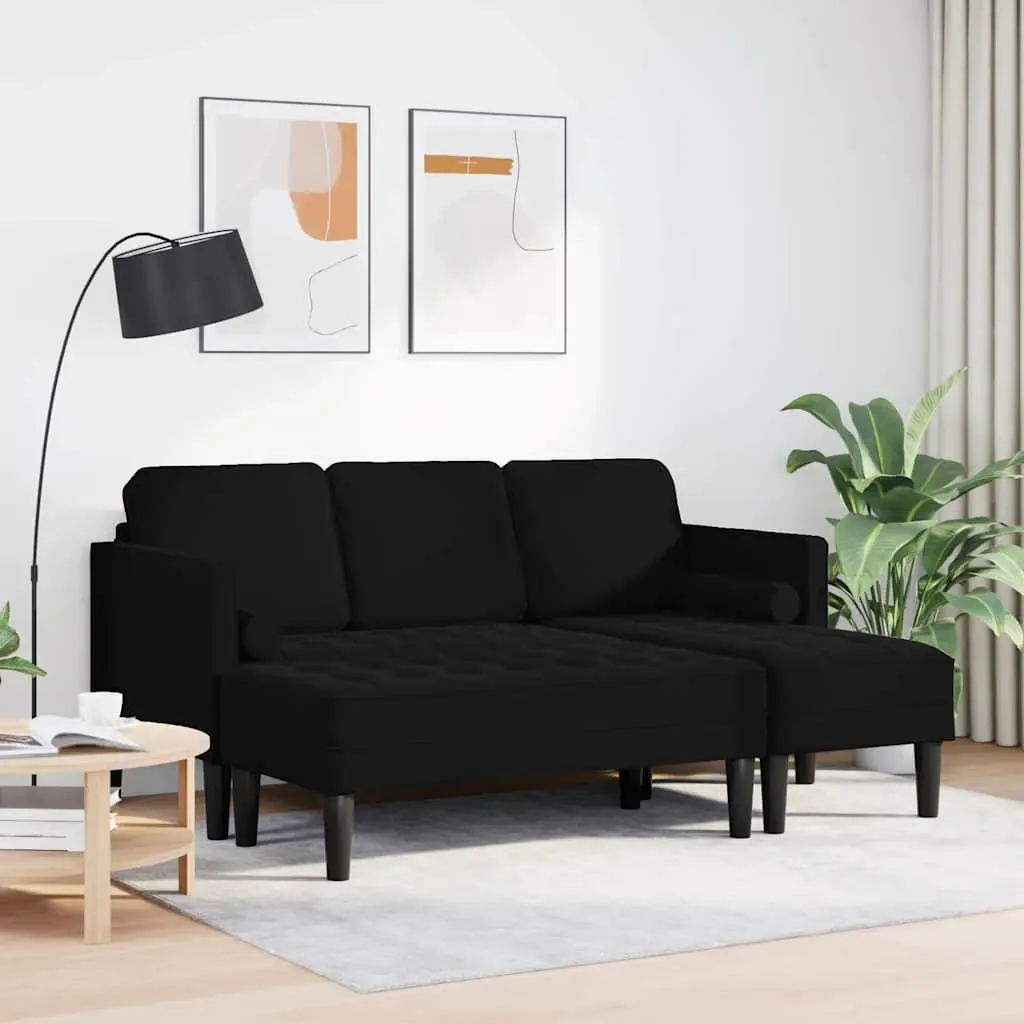 Sofa Set 2 pcs Modern Modular Living Room Furniture Black Polyester Cushion