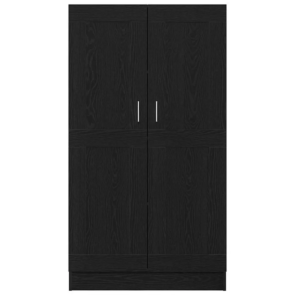 Book Cabinet Black Oak Modern Storage Shelving Unit Engineered Wood Hinged Doors