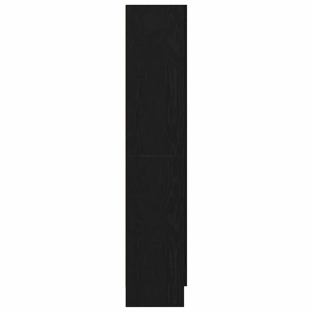 Book Cabinet Black Oak Modern Storage Shelving Unit Engineered Wood Hinged Doors