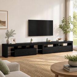 Black Oak 3-Piece TV Cabinet with LED Lights