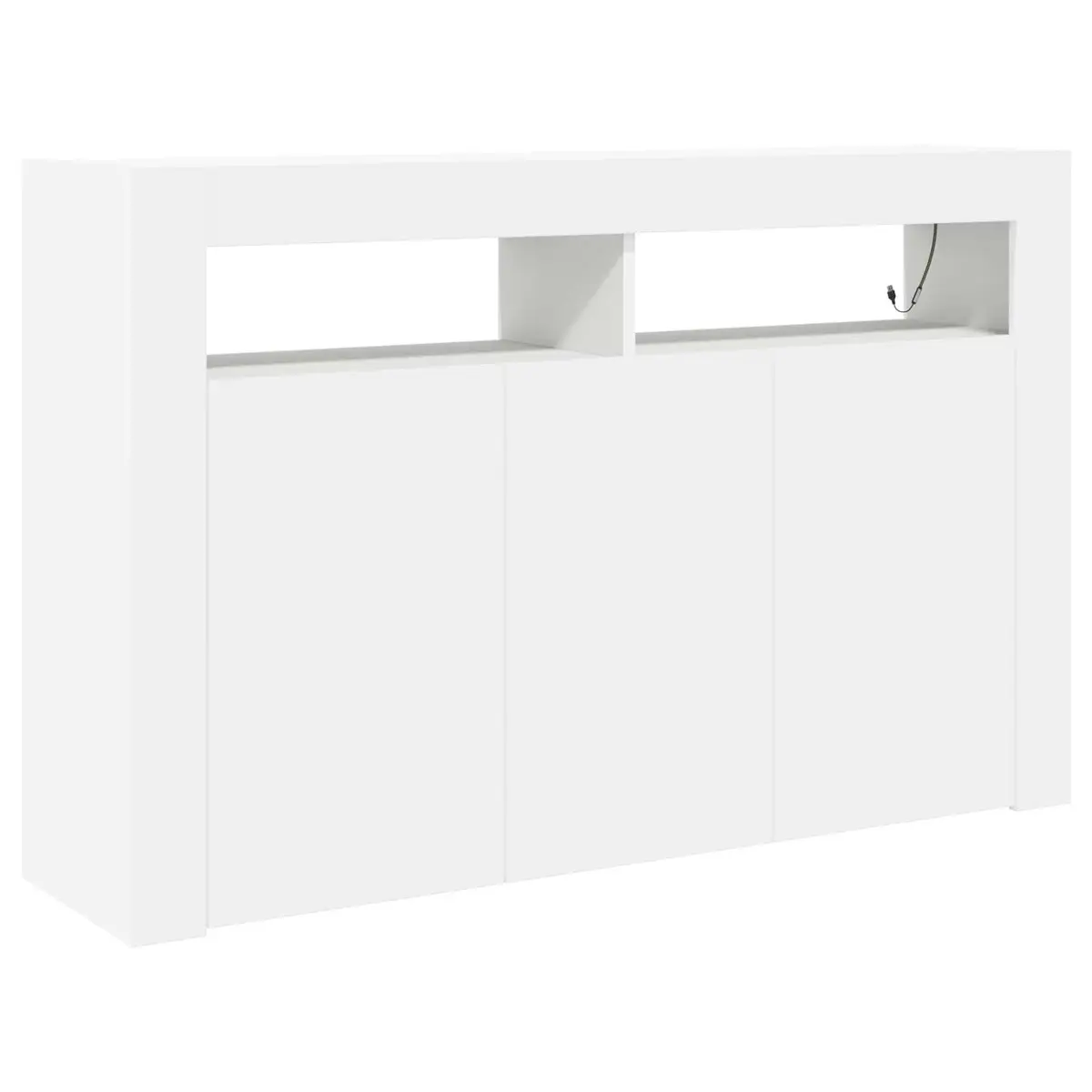 White Sideboard with RGB LED Lights Modern Storage Cabinet Engineered Wood