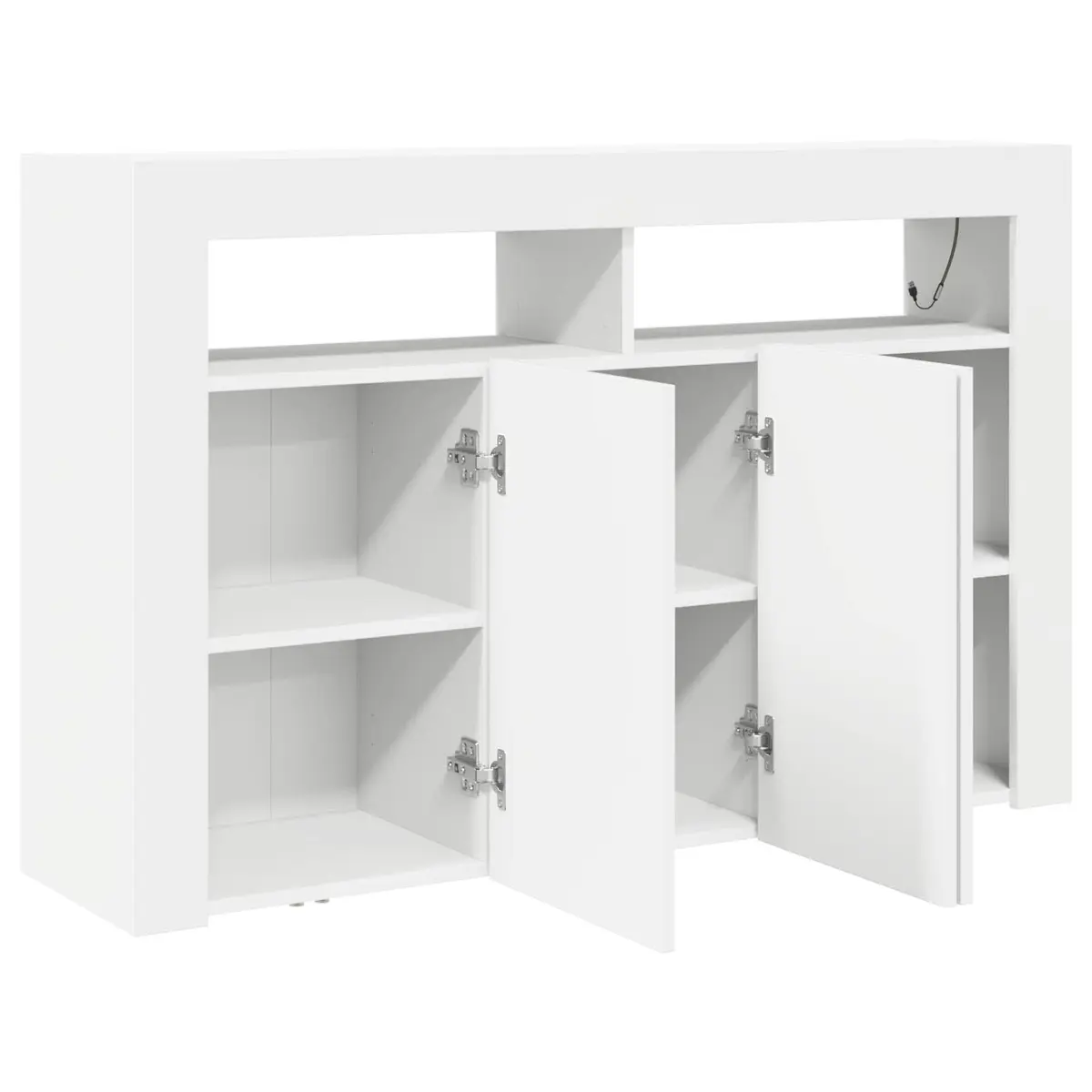 White Sideboard with RGB LED Lights Modern Storage Cabinet Engineered Wood