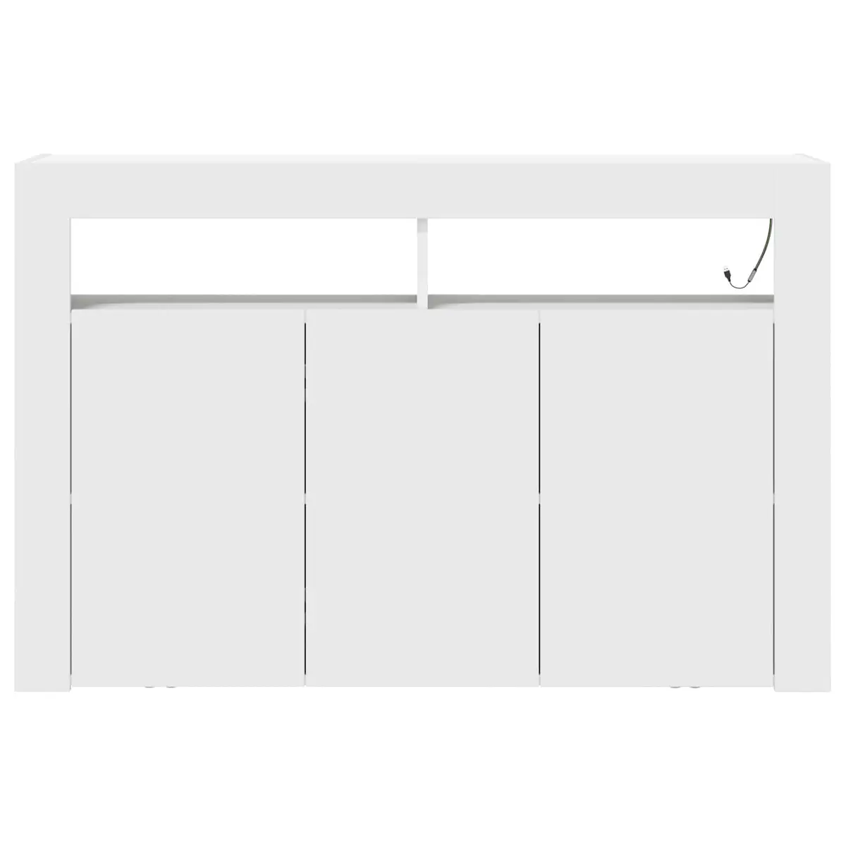 White Sideboard with RGB LED Lights Modern Storage Cabinet Engineered Wood