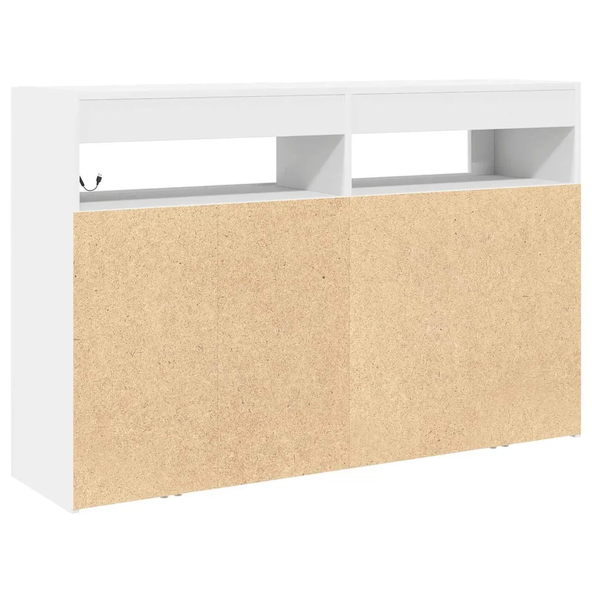 White Sideboard with RGB LED Lights Modern Storage Cabinet Engineered Wood