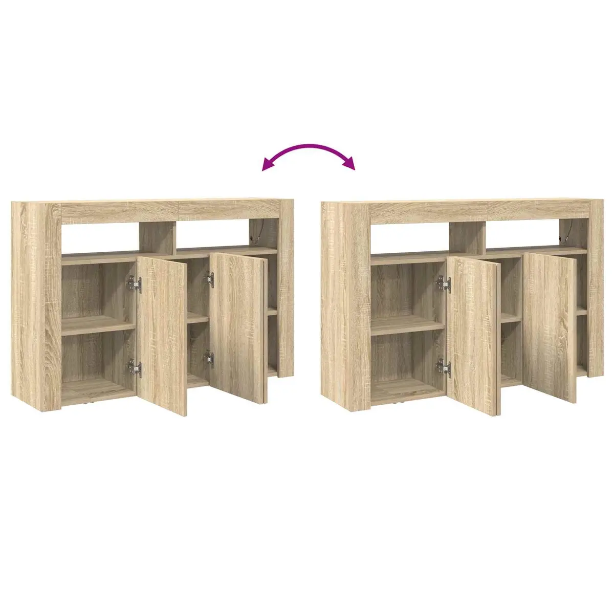 Sonoma Oak Sideboard with RGB LED Lighting 116x30x75cm