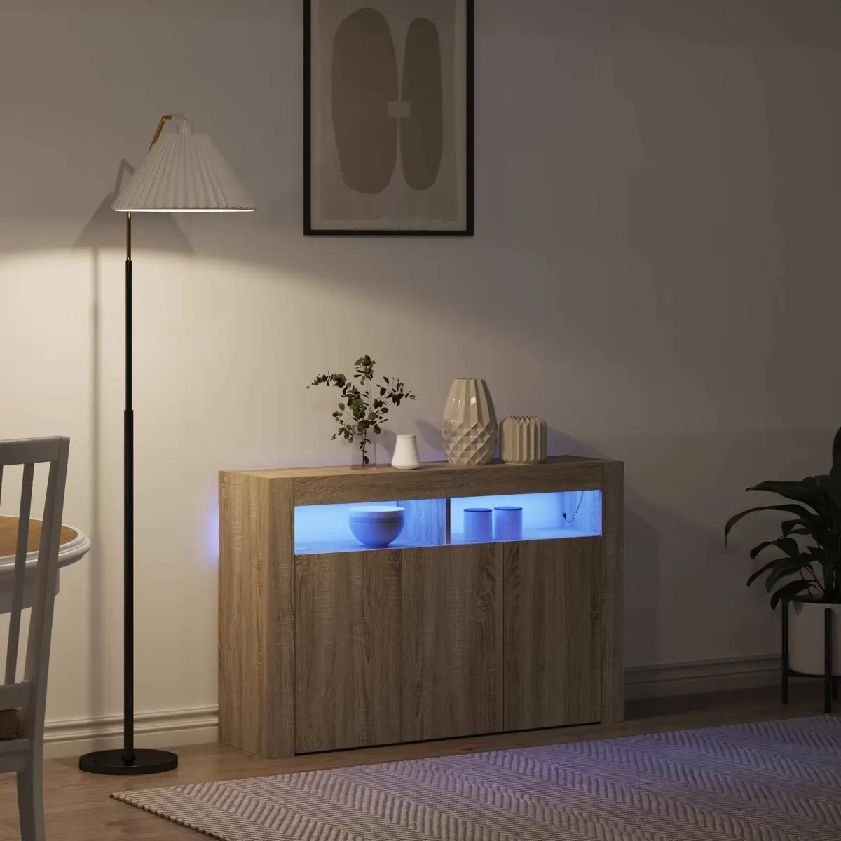 Sonoma Oak Sideboard with RGB LED Lighting 116x30x75cm