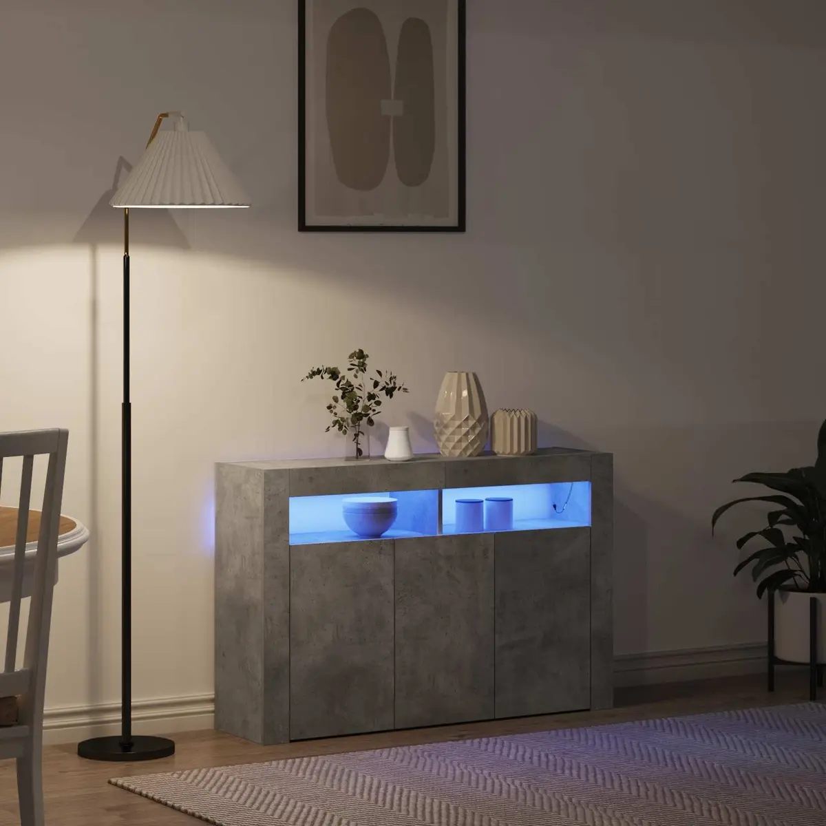 Grey Storage Sideboard with LED Lighting