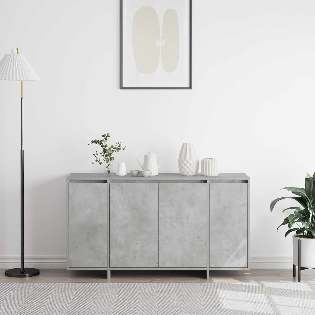 Sideboard Grey Minimalist 135 x 41 x 75 cm Engineered Wood