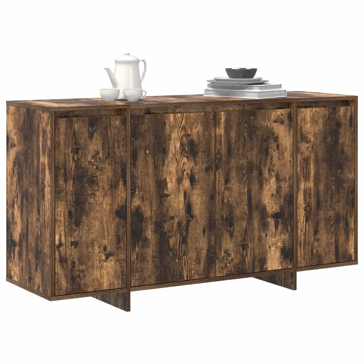Modern Sideboard Storage Cabinet 135cm Brown Engineered Wood Hinge Doors