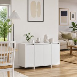 White Rectangular Sideboard Storage Cabinet for Living Room