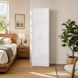Cozy White Wardrobe with Shelf Storage for Bedrooms