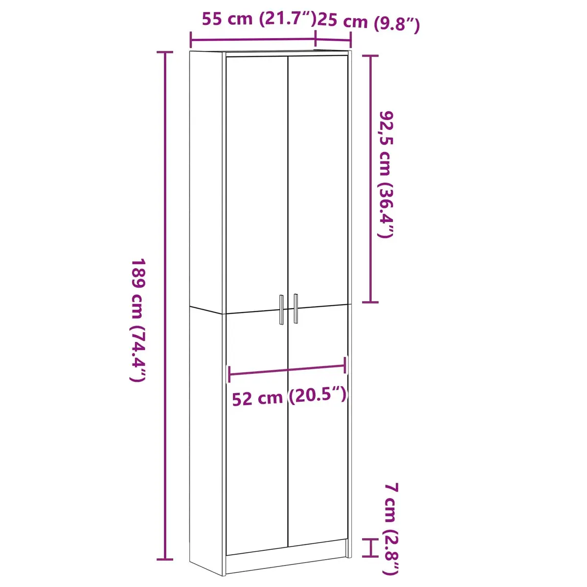 White Wardrobe with Shelf Storage Cabinet 55x25x189cm Engineered Wood