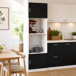 Modern Black Oak Hanging Kitchen Cabinet for Storage